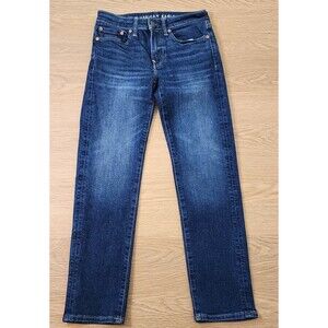 American Eagle Slim Straight Airflex Jeans Men 28x30 Blue 5-Pocket Stretch Denim